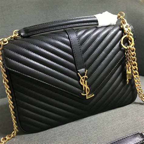 ysl medium college bag black gold|saint laurent chevron bag.